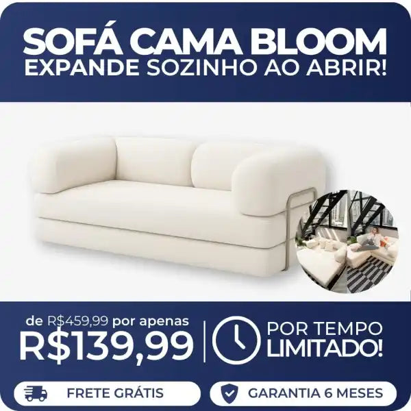 Sofá Cama Bloom Bouclé Linho (PROMOÇÃO)