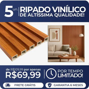 Kit 5 Painéis Ripados WPC Freijó 2,80m x 17cm – Interno e Externo (PROMOÇÃO)