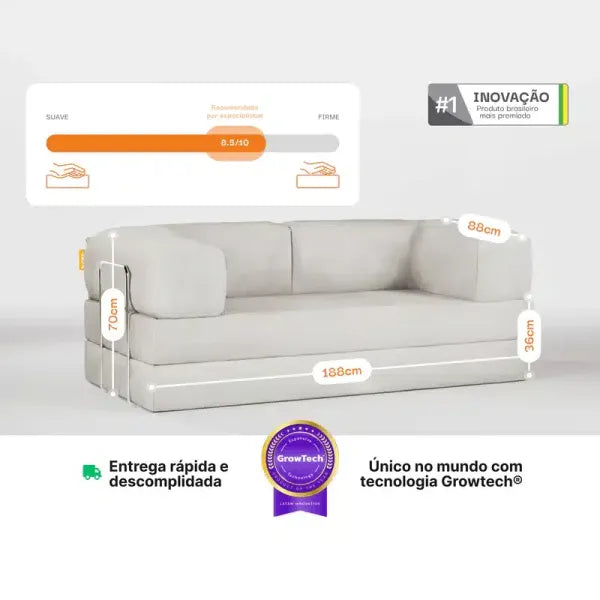 Sofá Cama Bloom Bouclé Linho (PROMOÇÃO)